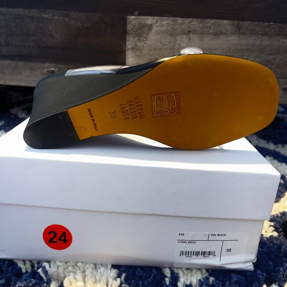 NIB Maryam Nassir Zadeh Leather Olympia Wedge Slip On Sandal Size 38 - Picture 3 of 6